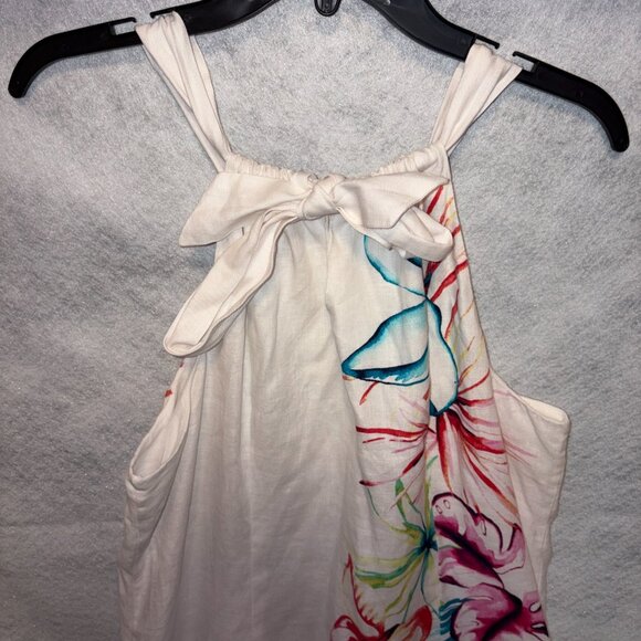 Tommy Bahama Dress Womens L White Floral Linen Halter Beach Resort Vacation - Picture 4 of 8